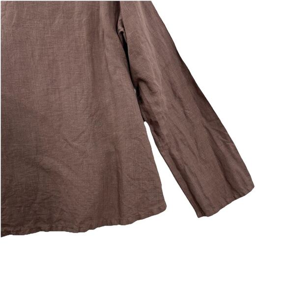 Bryn Walker Linen Top Womens Small Brown Pockets Long Sleeve Neutral - Picture 7 of 12